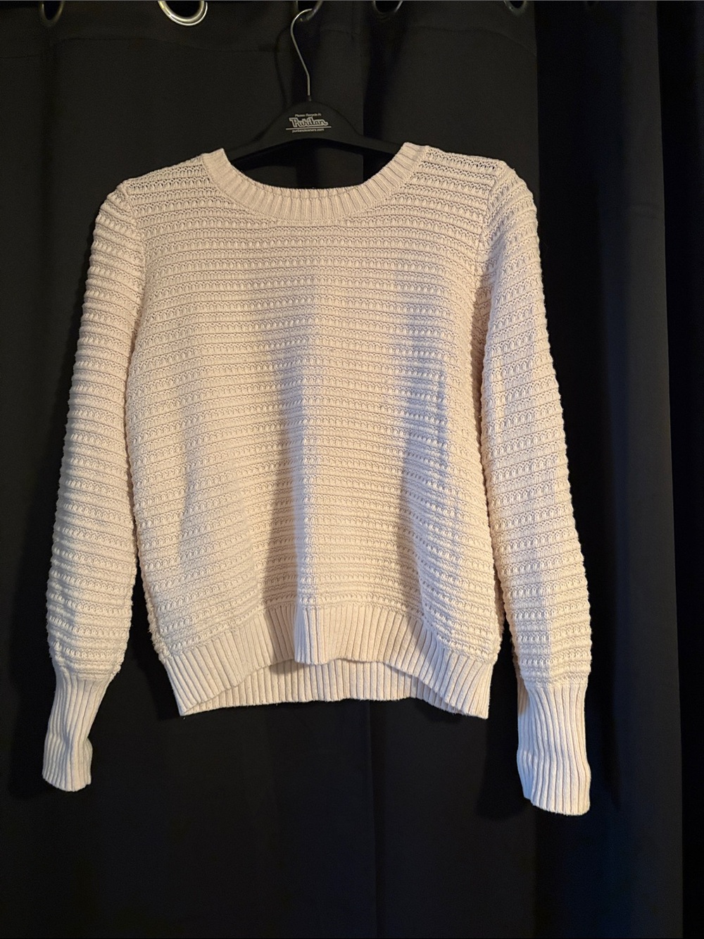 LOFT Cream Textured Crewneck Sweater
